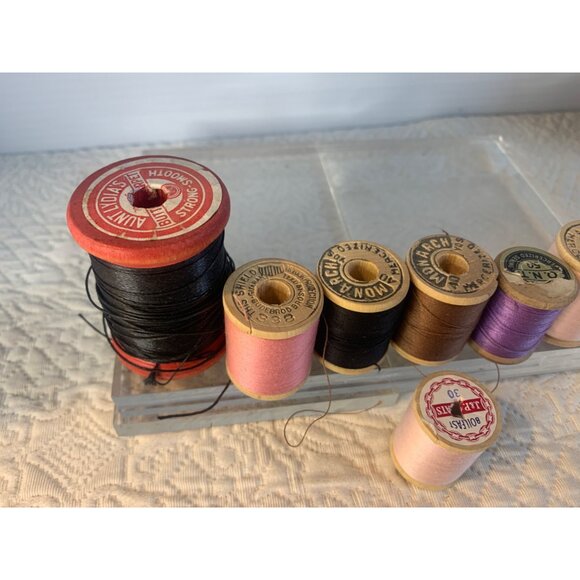 Vintage Sewing Thread wood spool Set of 8 #13 - Picture 2 of 7